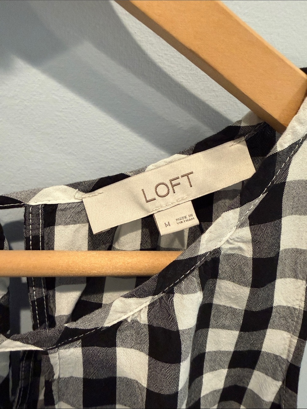 LOFT Black & White Gingham Sleeveless Top - Picture 2 of 6